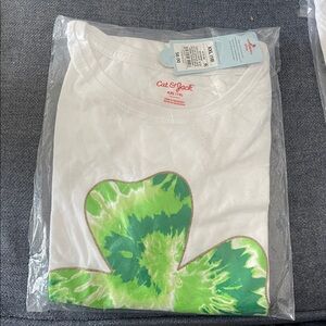 Cat & Jack White Tee with Green Clover Design